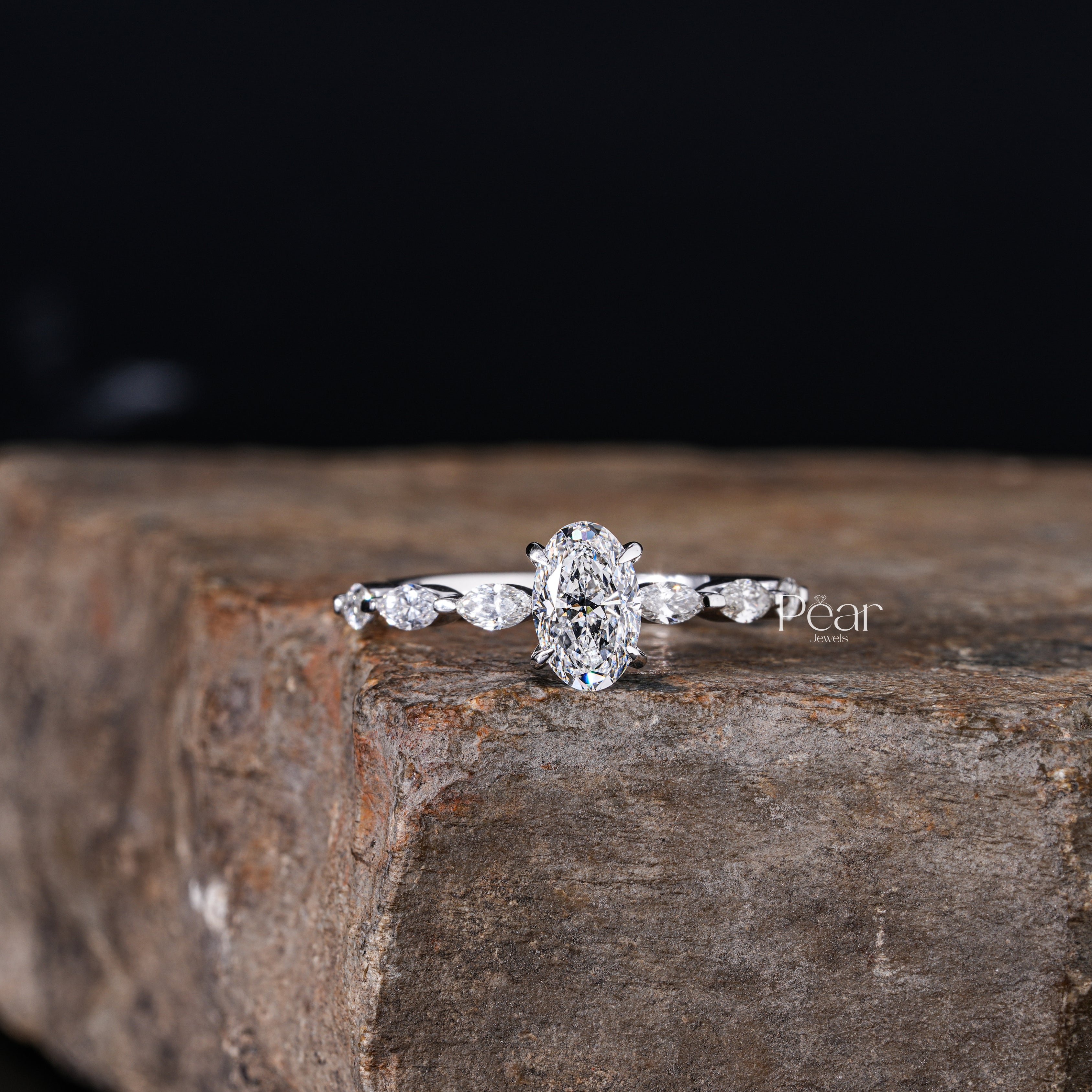 Seven-Stone Oval & Marquise Lab-Grown Diamond Ring - Pear Jewels